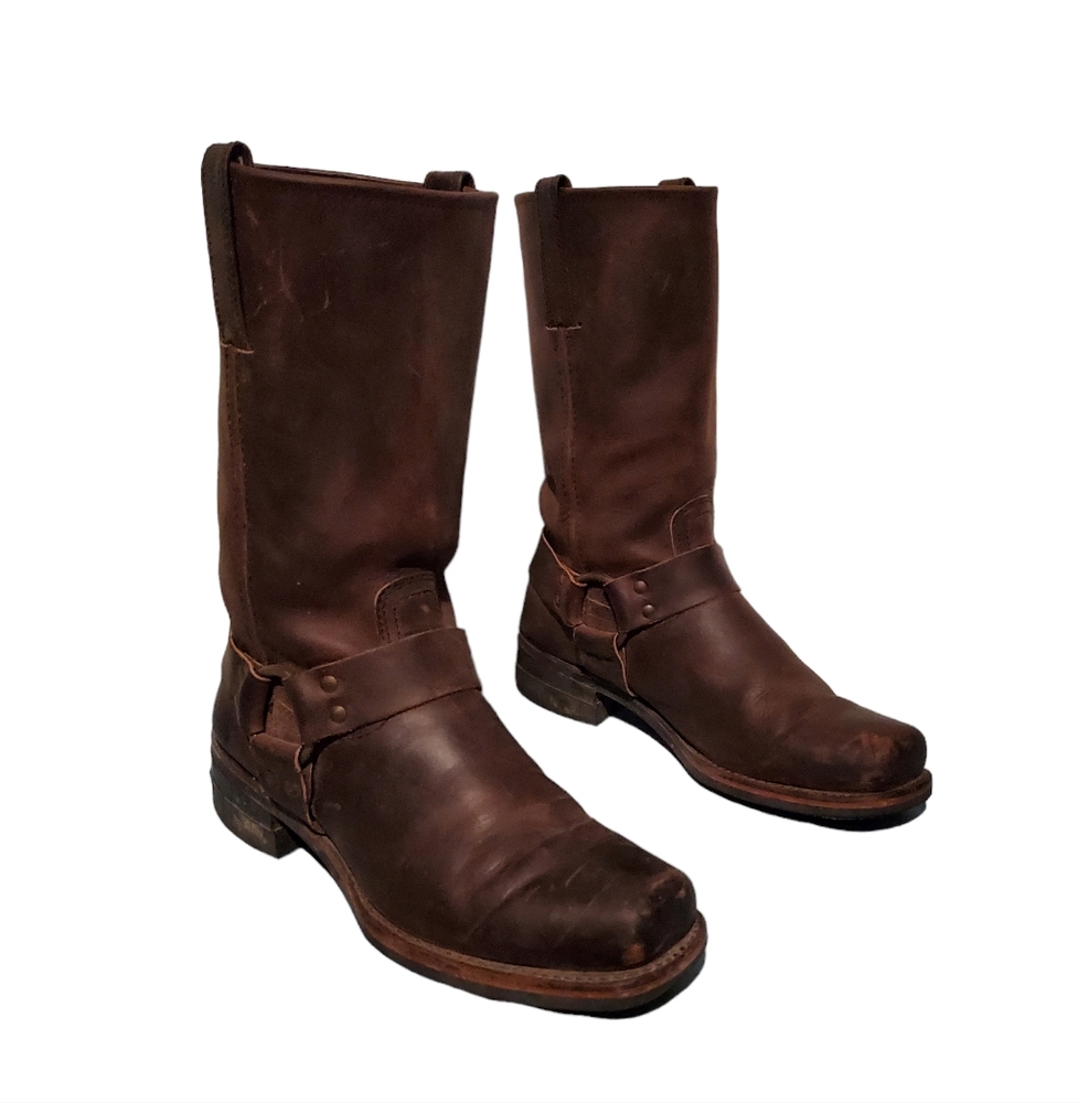 Frye Rare Vintage Tall Leather Harness Boots Men's Size 10M, Made In U.S.A. - Picture 2 of 7